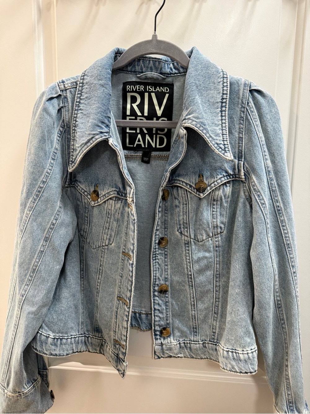 New without tags River Island puff sleeve denim jacket